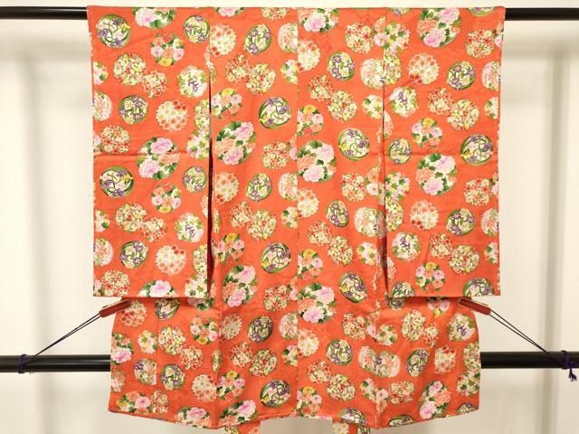 平和屋着物 アンティーク 大正ロマン お宮参り 女の子 祝着 産着 初着 のしめ 花丸文 ma