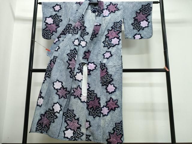 平和屋着物∴夏物 浴衣 有松鳴海絞り 舞葉文 綿 逸品 CABB6580ng