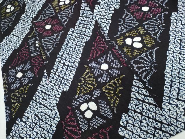  平和屋着物∴夏物 浴衣 有松鳴海絞り 斜線格子花文 綿 ♥ ng 浴衣単品 浴衣