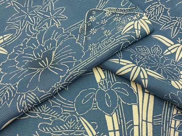 平和屋着物＊夏物 小紋 絽 藍 型染め 御所解文 正絹 逸品 BAAW5089hj