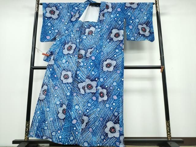 平和屋着物∴夏物 浴衣 有松鳴海絞り 竹縞舞花文 綿 ng