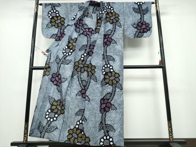 平和屋着物∴夏物 浴衣 有松鳴海絞り 枝菊文 綿 ng