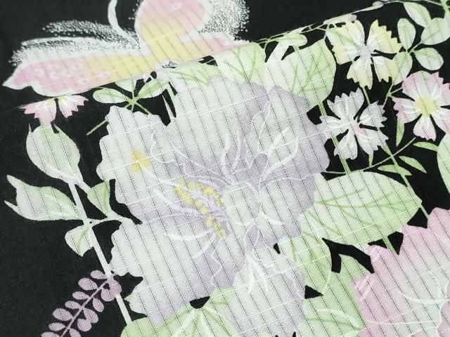 綿紅梅 草花舞蝶文