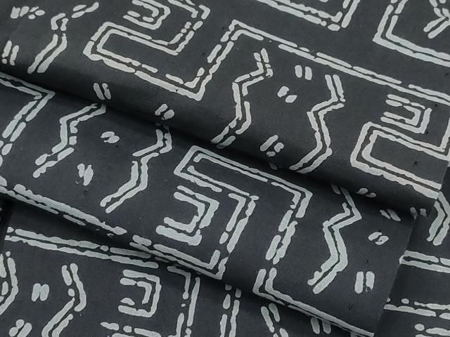  平和屋着物∴夏物 男性 浴衣 横段吉祥文 黒地 綿 浴衣 着物 浴衣