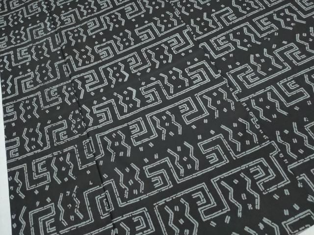  平和屋着物∴夏物 男性 浴衣 横段吉祥文 黒地 綿 ng 浴衣 着物 浴衣