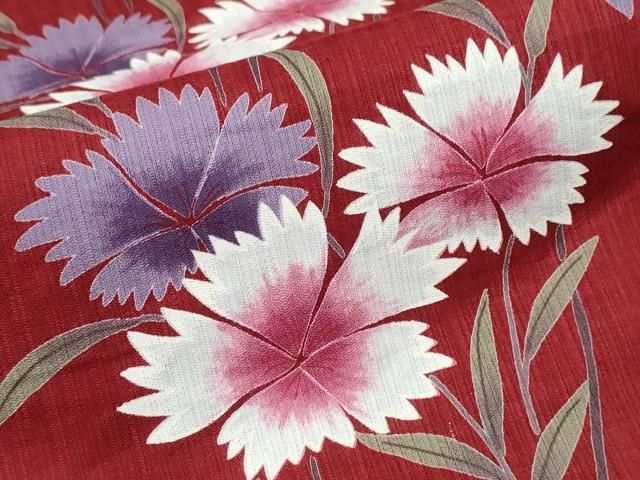  平和屋着物∴夏物 浴衣 草花文 綿 ng 浴衣単品 浴衣