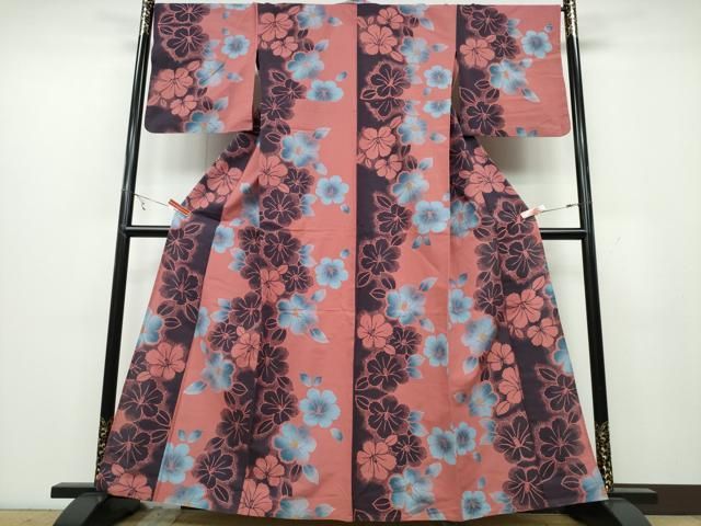 平和屋着物∴夏物 浴衣 舞花間道 綿 ng