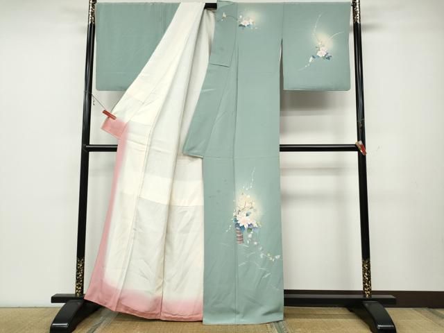 平和屋着物●訪問着 友禅 草花文 蛍暈し 正絹 ut