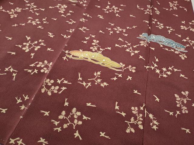 平和屋着物●紅型　訪問着　花鳥籬文　鬼しぼ縮緬　正絹　逸品　未使用　AABC4916zg 平和屋着物○訪問着 型染め 松花鳥文 鬼しぼ縮緬 正絹 逸品 CABC2108ut