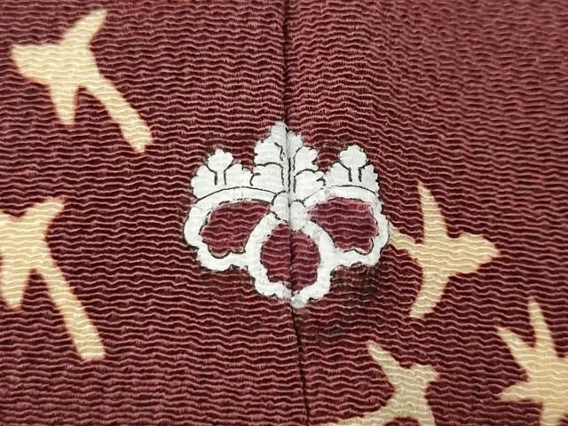  平和屋着物●訪問着 型染め 松花鳥文 鬼しぼ縮緬 正絹 ut 訪問着 付け下げ 着物