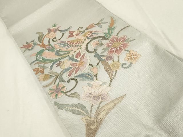 平和屋着物＊夏物 明綴れ 袋帯 花鳥唐草文 金糸 銀通し地 正絹 wj