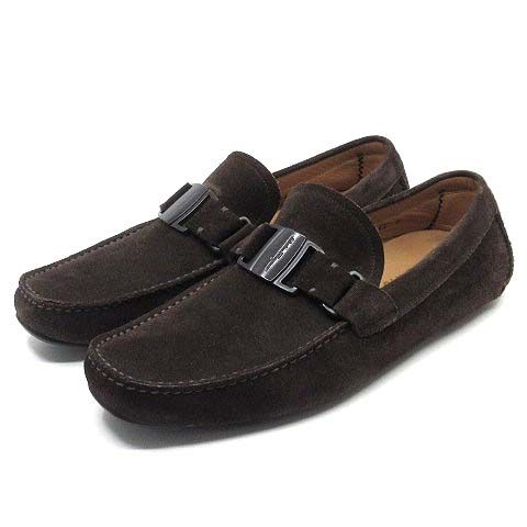 サルヴァトーレ フェラガモ Salvatore Ferragamo ヴァラ スエード ドライビングシューズ スリッポン ダークブラウン 9 EE 約27 cm