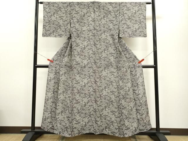 平和屋着物＊夏物 小紋 絽 草花文 正絹 ze