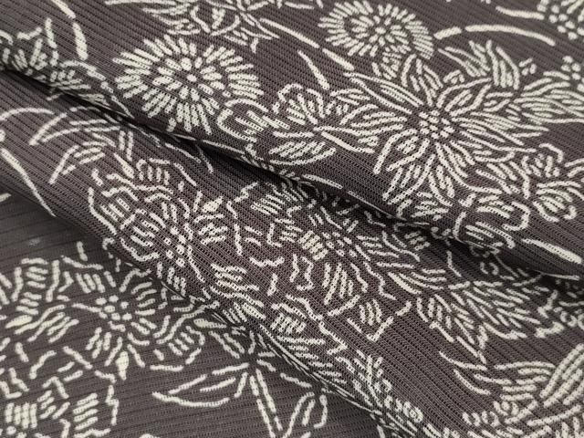 平和屋着物＊夏物 小紋 絽 草花文 正絹 ze