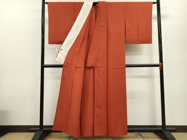  平和屋着物＊夏物 色無地 絽 樺色 正絹 ze 色無地 着物