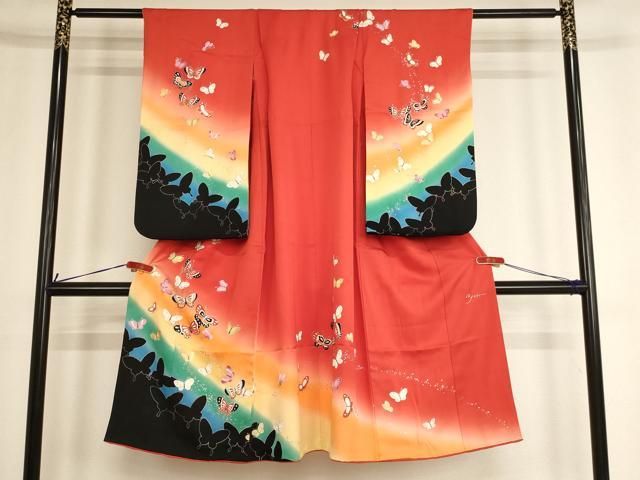 平和屋着物 七五三 女の子 ７歳 祝着 メロディー 舞蝶文 暈し染め 金銀彩 ja