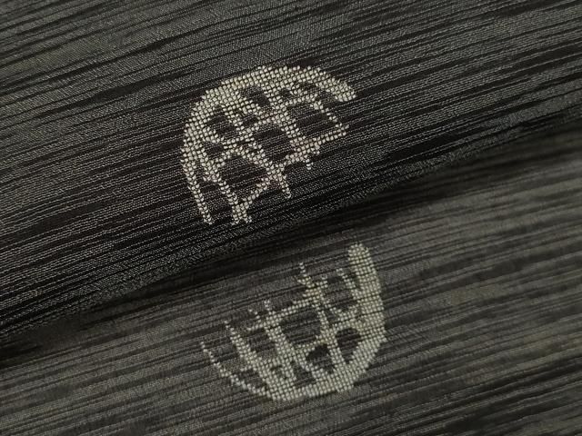  平和屋着物＊夏物 紗紬 霞籬文 黒地 正絹 ze 紬 着物