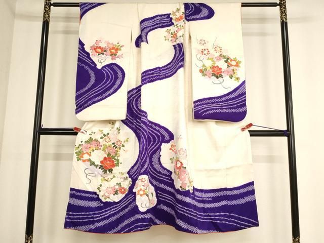 平和屋着物 七五三 女の子 ７歳 祝着 友禅 絞り 花筏文 ja