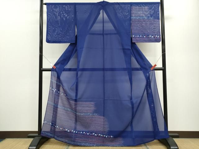 平和屋着物＊夏物 訪問着 絽 霞横段草花文 洗える着物 ze