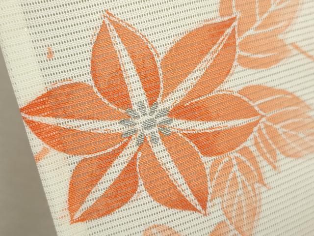  平和屋着物＊夏物 小紋 絽 枝花文 銀彩 洗える着物 ze 小紋 着物