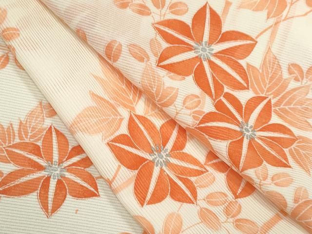 平和屋着物＊夏物 小紋 絽 枝花文 銀彩 洗える着物 ze