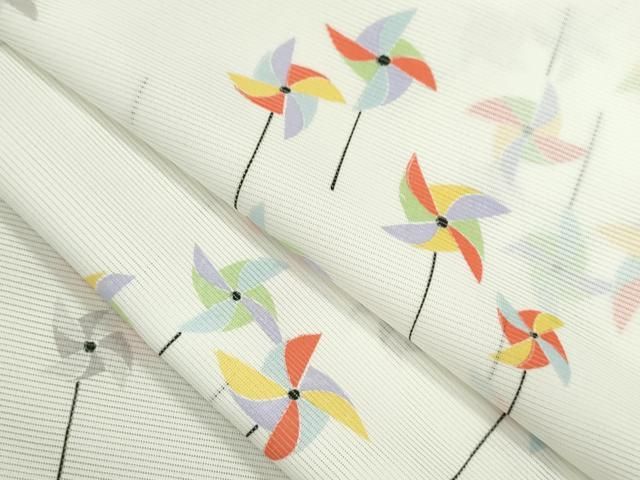 平和屋着物＊夏物 小紋 絽 風車 洗える着物 ze