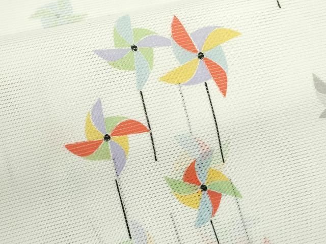  平和屋着物＊夏物 小紋 絽 風車 洗える着物 ze 小紋 着物