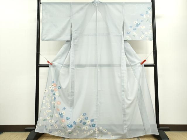 平和屋着物＊夏物 訪問着 絽 草花文 金彩 洗える着物 ze