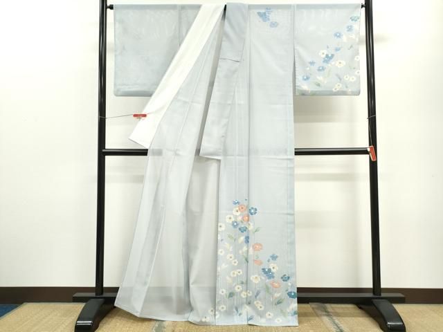 平和屋着物＊夏物 訪問着 絽 草花文 金彩 洗える着物 ze