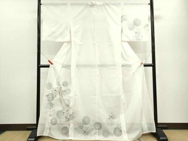 平和屋着物＊夏物 訪問着 絽 雪輪重ね流水草花文 金彩 洗える着物 ze