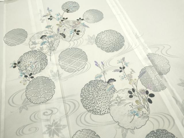  平和屋着物＊夏物 訪問着 絽 雪輪重ね流水草花文 金彩 洗える着物 ze 訪問着 付け下げ 着物