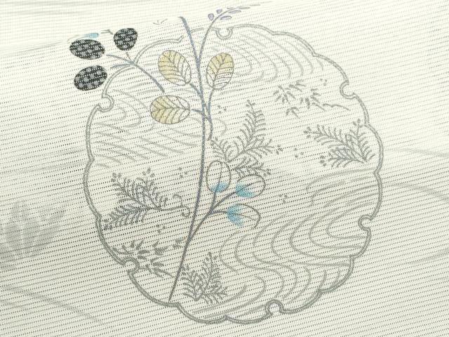 雪輪重ね流水草花文