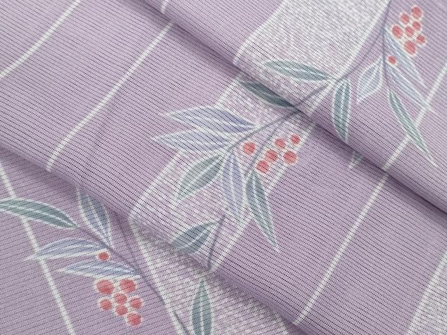 平和屋着物＊夏物 小紋 絽 縞 南天文 たたき染め 洗える着物 ze