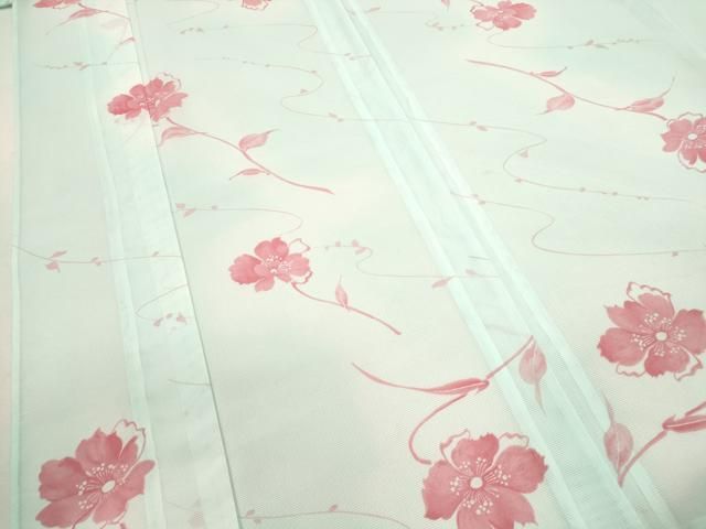  平和屋着物＊夏物 小紋 絽 枝花文 洗える着物 ze 小紋 着物