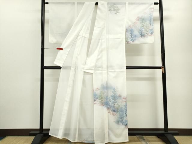 平和屋着物＊夏物 訪問着 絽 樹林文 暈し染め 金彩 洗える着物 ze