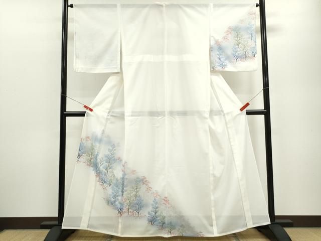 平和屋着物＊夏物 訪問着 絽 樹林文 暈し染め 金彩 洗える着物 ze