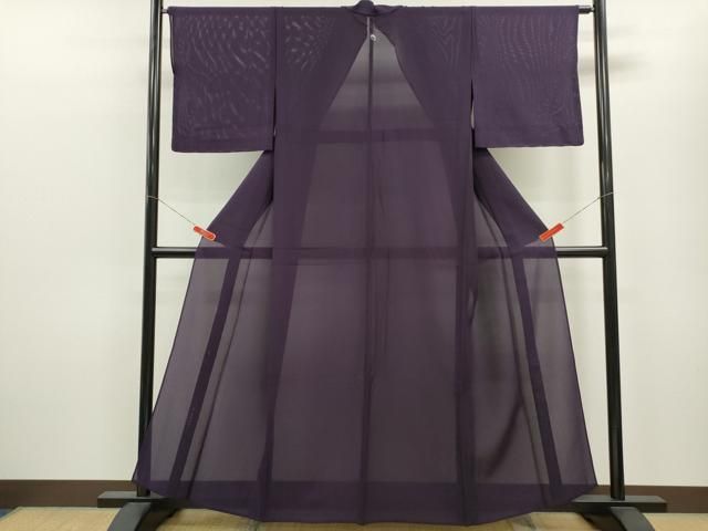 平和屋着物＊夏物 色無地 絽 紫紺色 正絹 ze