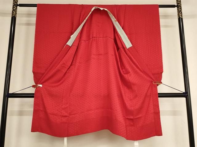 平和屋着物∵子供 女の子 長襦袢 無双仕立て 麻の葉地紋 赤色 ja