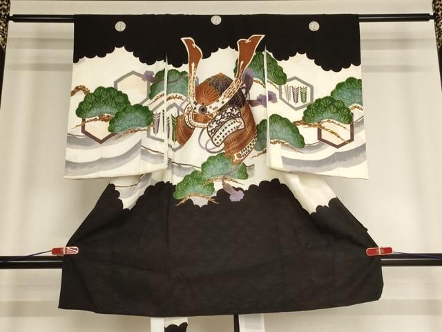 平和屋着物 お宮参り 男の子 祝着 産着 初着 のしめ 兜松文 金彩 ja