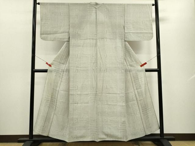 平和屋着物＊夏物 本場大島紬 夏大島 白大島 7マルキ 吉祥文 正絹 逸品