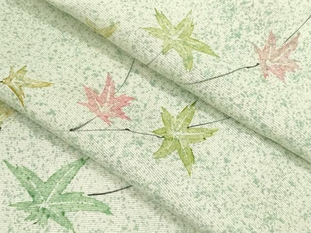 平和屋着物＊夏物 小紋 絽 手描き 枝楓文 たたき染め 正絹 ze