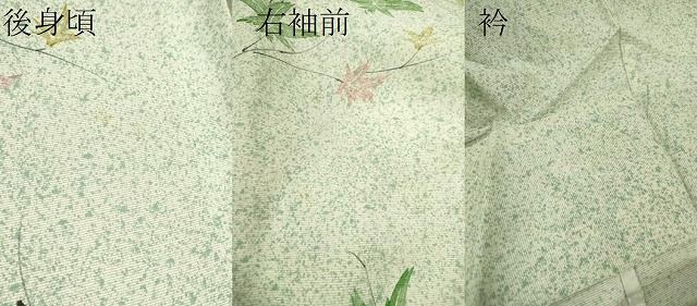  平和屋着物＊夏物 小紋 絽 手描き 枝楓文 たたき染め 正絹 ze 小紋 着物