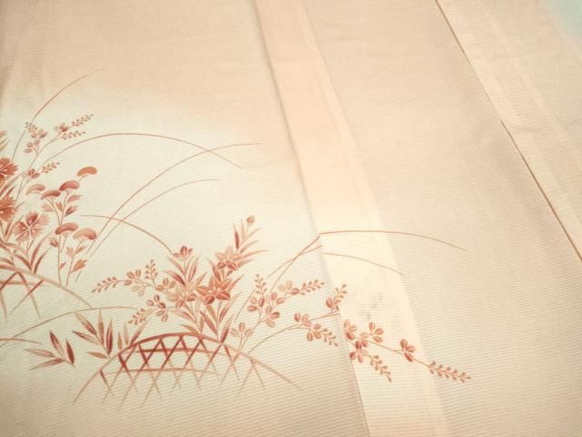 平和屋着物＊夏物 訪問着 絽 籬草花文 暈し染め 正絹 逸品 CABB9748ze