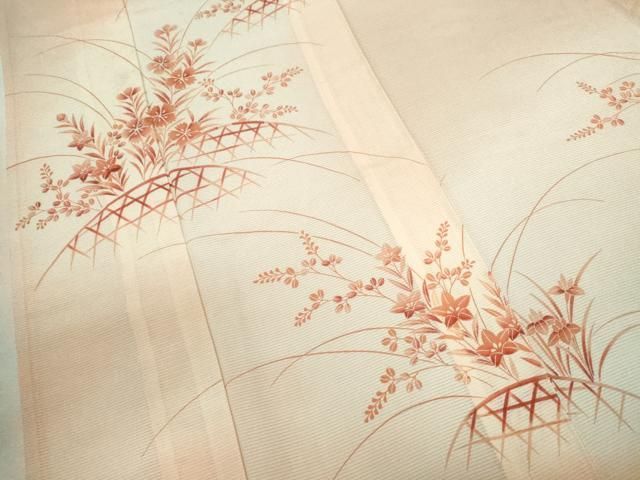 平和屋着物＊夏物 訪問着 絽 籬草花文 暈し染め 正絹 逸品 CABB9748ze