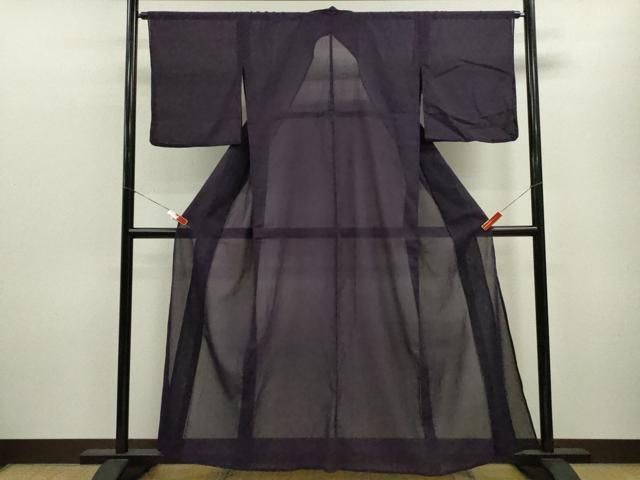 平和屋着物＊夏物 色無地 紗 深紫色 正絹 ze