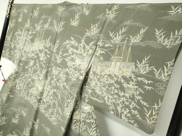 平和屋着物●訪問着 流水風景草花文