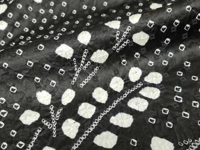 平和屋着物○訪問着 絞り 枝葉文 黒地 正絹 逸品 DABB0287ud - メルカリ