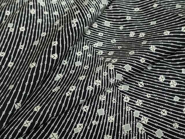 平和屋着物●上質な小紋 箔散らし文 黒地 三越扱い 正絹 ud