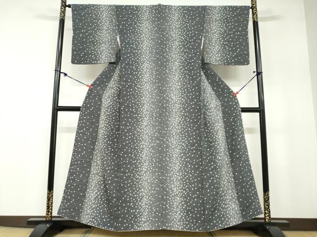 平和屋着物●上質な小紋 箔散らし文 黒地 三越扱い 正絹 ud