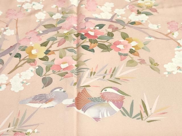 流水鴛鴦草花文